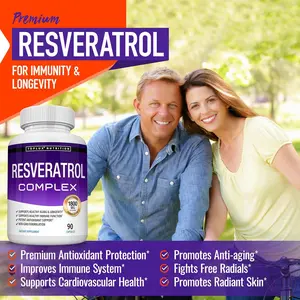 Toplux Nutrition Resveratrol Complex 1800mg, Potent Antioxidant Supplement with Trans-Resveratrol, Pomegranate & Grape Seed Extract, Supports Healthy Aging, Immune Function & Longevity, Non-GMO Formula, 90 Capsules Edible Dietary Vitamin Fitness