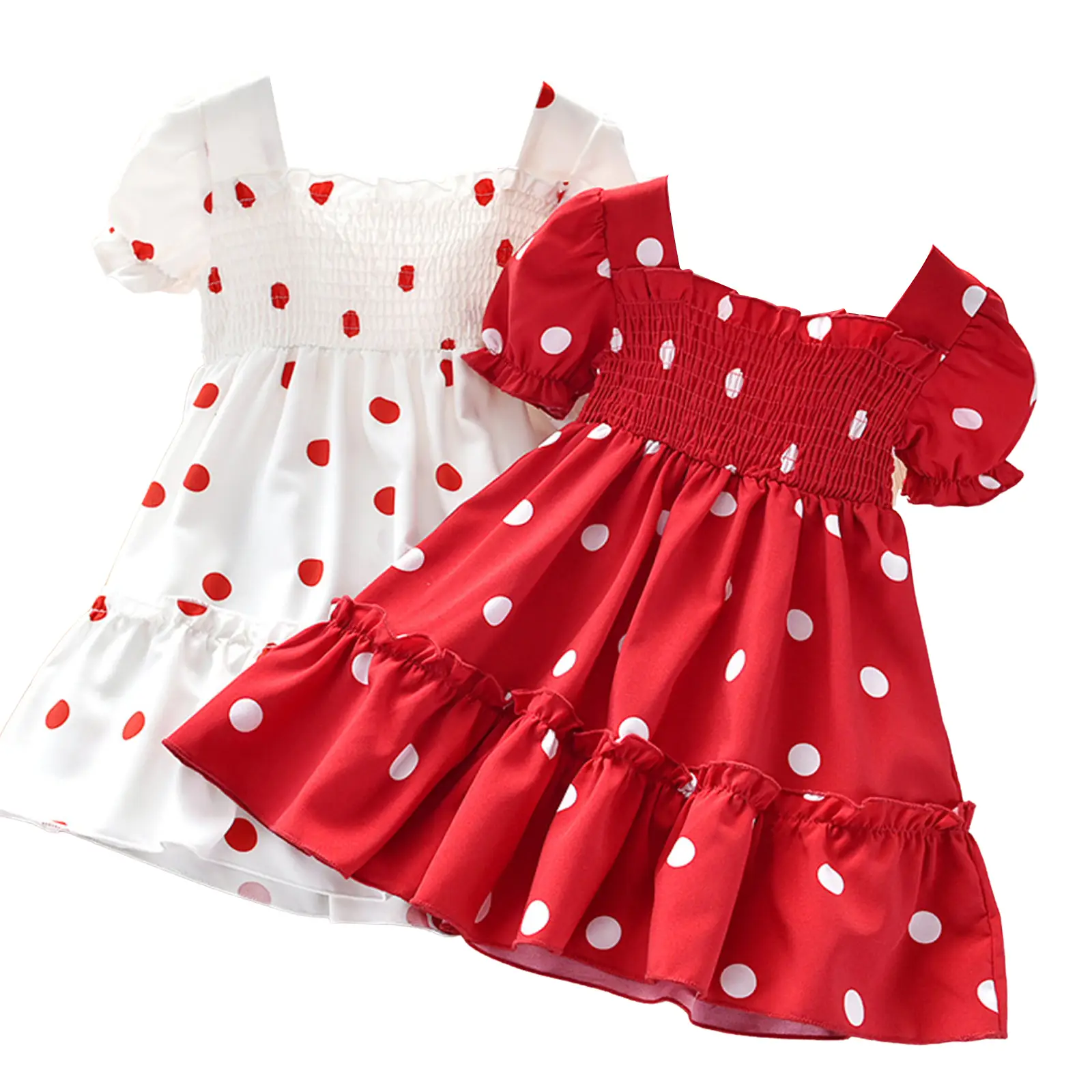Canrulo Toddler Baby Girls Clothes Short Sleeve Polka Dot Tutu Dress Princess Party Summer Sundress Valentine's Day Outfit