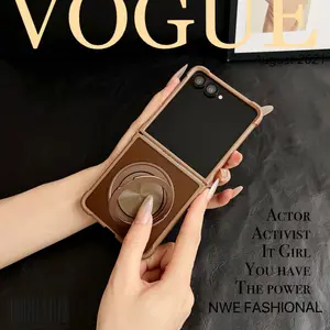 Phone case for Samsung Galaxy Z flip 7 Matte texture with metal rotating stand, business simplicity, supports magnetic attraction, fine touch, anti-fingerprint, anti-slip, wear-resistant, fashionable phone accessories in multiple colors