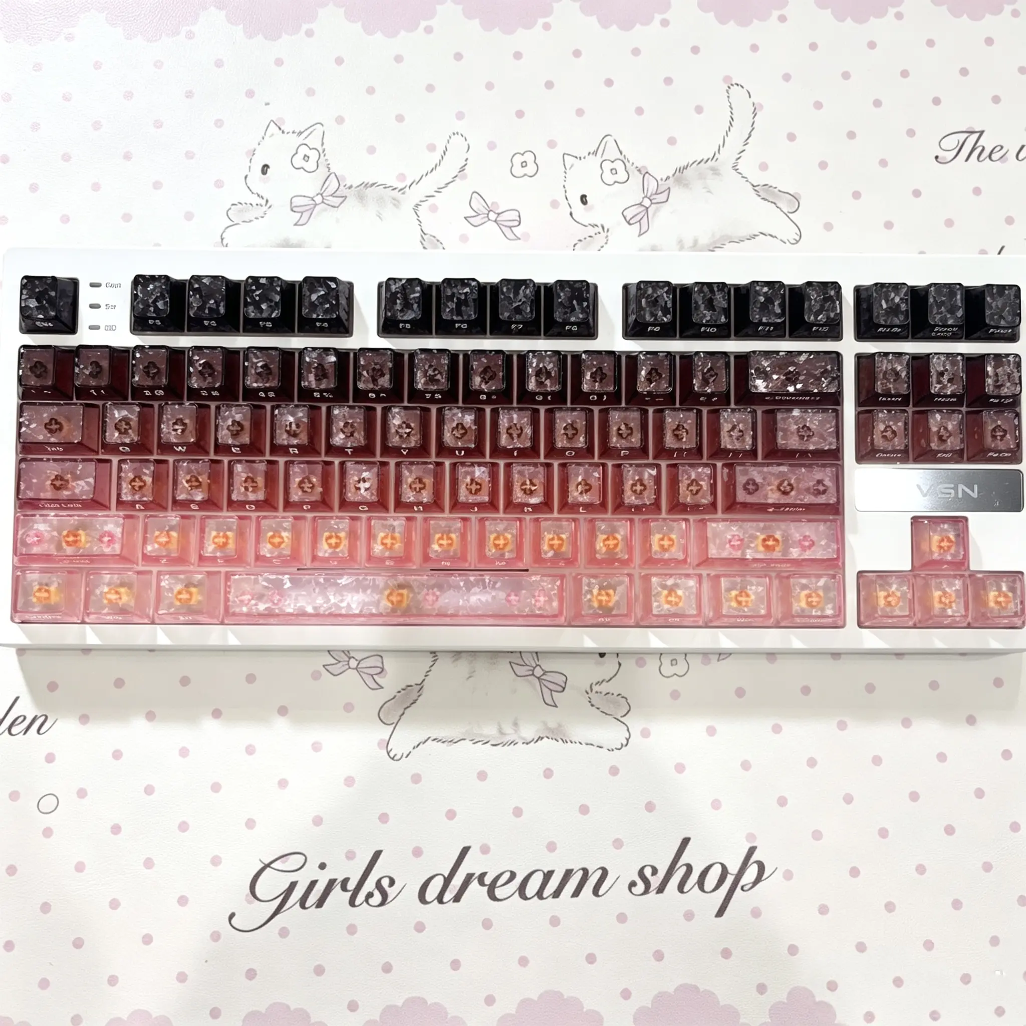 Blackberry Polar Day Misty Amethyst PC Fog Translucent Gradient Keycaps Cherry Profile 120 Keys RGB Shine Through For MX Mechanical Keyboard Only Keycaps