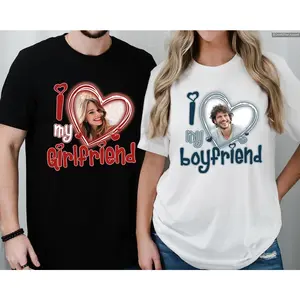 Custom couple valentine T-shirt, I Love My Girlfriend Shirt, Couple Valentine tee, Gift for Him, Gift for Her Anime Inspired Tee