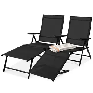 Best Choice Products Set of 2 Outdoor Patio Chaise Lounge Chair Adjustable Folding Pool Lounger w/ Steel Frame