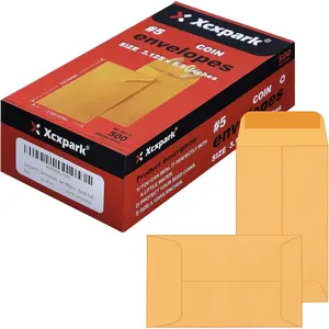500 PCS #5 Coin Envelopes, 3.125 x 5.5 inches Brown Kraft Envelopes Classic Small Parts Envelopes with Self Adhesive Gummed Flap for Coins, Cash, Credit Cards, Seeds