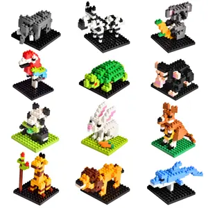 FunLittleToys 12 Mini Animals Building Blocks Set with Rabbit, Lion, Panda, Kangaroo & More for Kids' Party Favors, Easter Basket Fillers & More building  block  sets