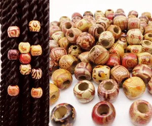 50Pcs/Pack Wooden Beads for Small/Medium Locs Adjustable Beaded Design Beaded Tassel Charms Diy Jewelry Making