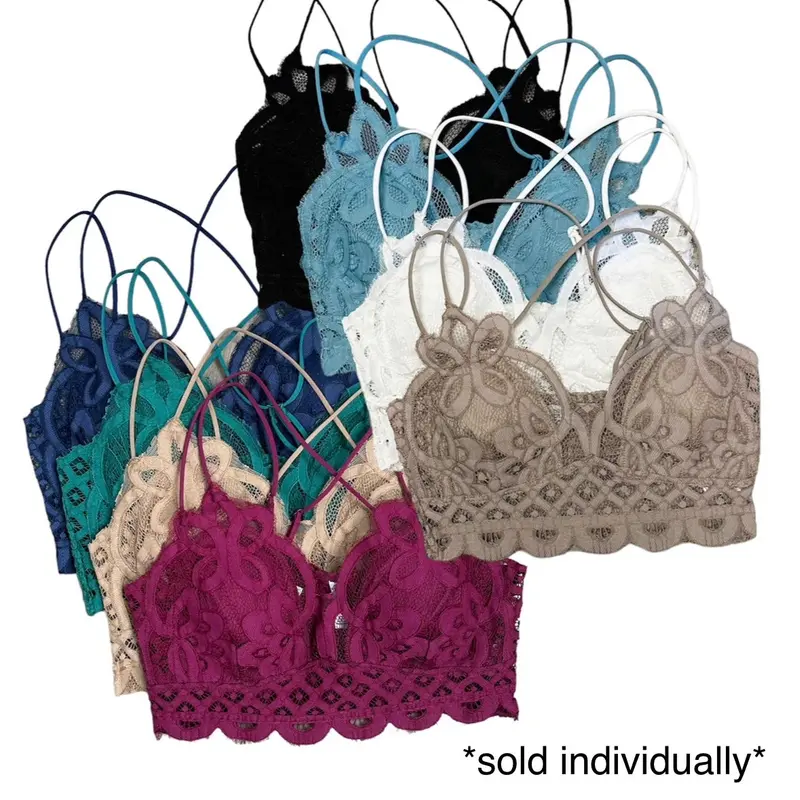 Women's Nylon-Cotton Bralette - Comfy Lingerie for Busty Women, Dainty, Cute, Glamorous Styles with Feminine Aesthetic, Lovely Lace, Navy, Ivory, 2X Size Options