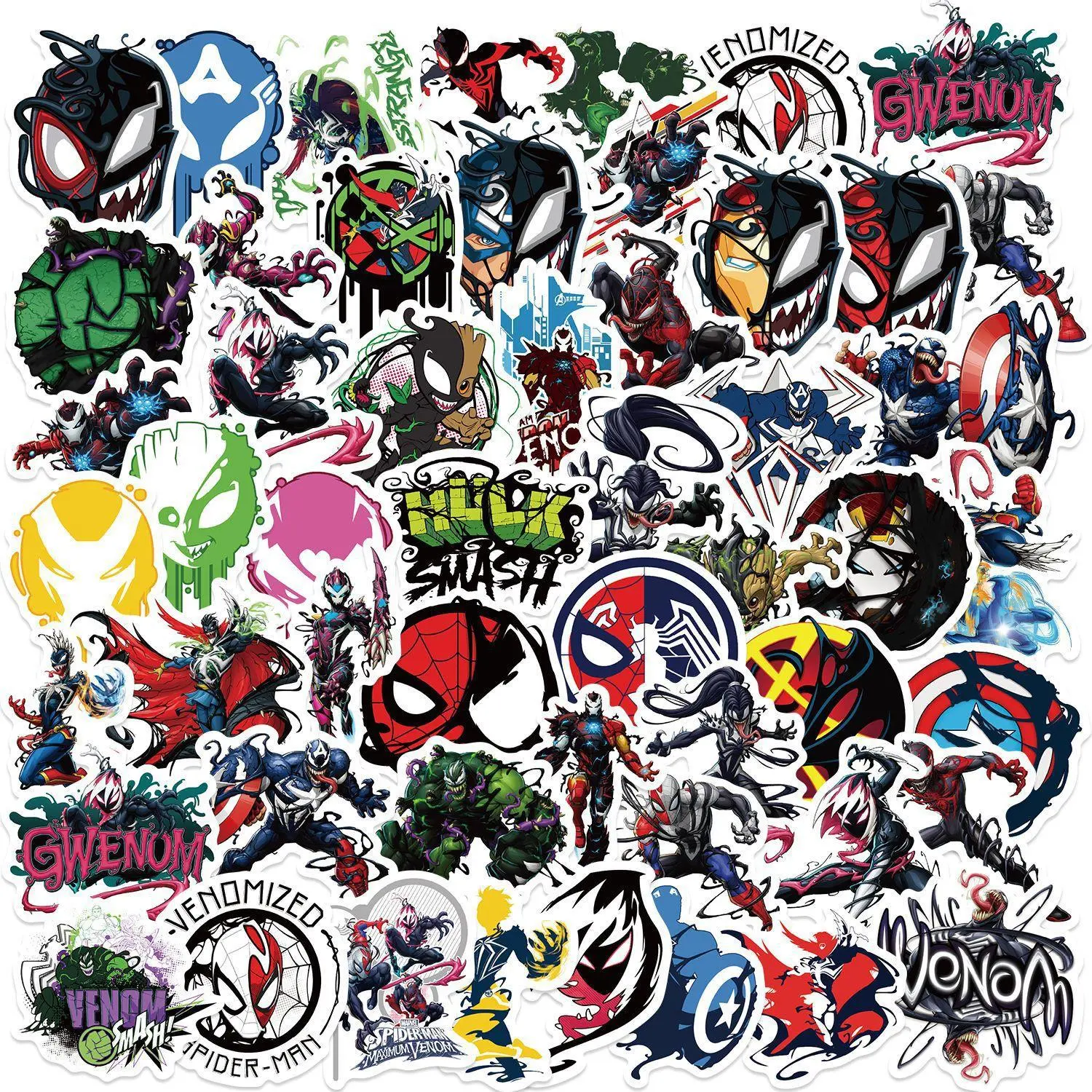 MARVEL Cartoon Version 50pcs Stickers Featuring Marvel Characters for Decoration Journaling & Collectibles Ideal for Fans of the Series