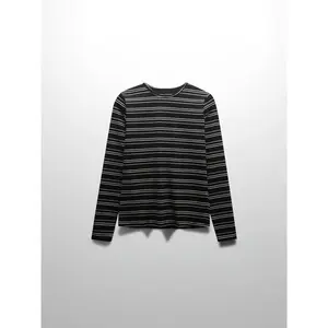 Flat Striped Crew Long Sleeve-Black/White/Green