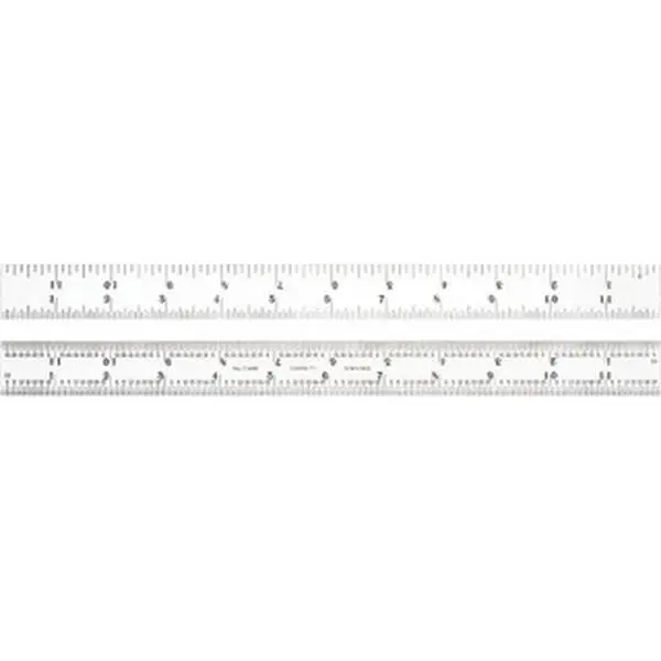 Starrett 12" OAL Multiple Grads Steel Rule, 4R Graduation, Flexible 1/2" OAW Silver Satin Chrome-Plated Steel Rule with 1/8", 1/16", 1/32", 1/64" Graduations, Model 66009