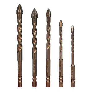 10-PCS High-Strength Eccentric Twist Drill Bit, Masonry Drill Bits for Concrete Set for Concrete/Glass/Brick/Cement/Tile/Wood/Etc, Industrial Strength Carbide Drill Bits Tip Size 5/32-1/2