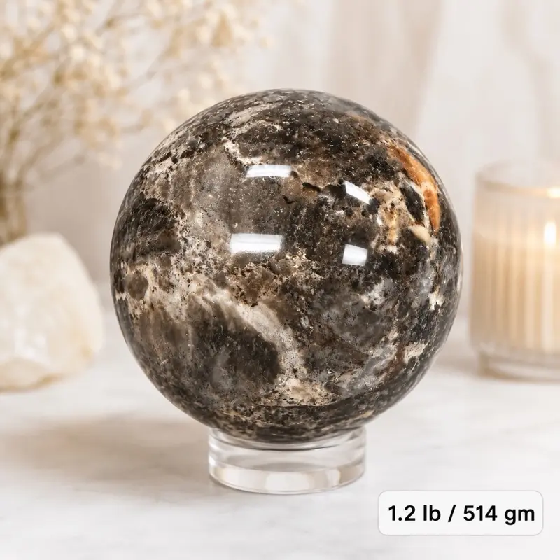 Large Black Opal Sphere 1.2 lb Natural Polished Crystal Sphere 514g Collector Display Stone