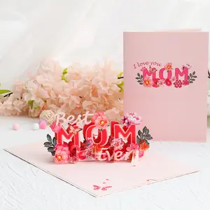 Mother's Day Card, Happy Mothers Day Pop Up Card 3D Design for Mom Wife Grandmother Intricate Laser Cut Details Premium Cardstock Butterflies, Hummingbirds