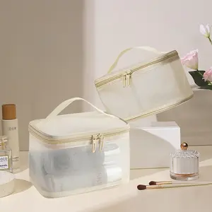 Clear Makeup Storage Bag – Large Capacity Transparent Cosmetic Organizer Pouch with Divided Storage for Home, Gym and Swimming