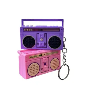 Retro Mini Recorder Keychain Fun Singing Music Playing Keychain(60S) Couple Friend Gift Compact Stylish Design Purple Pink Toy Accessory
