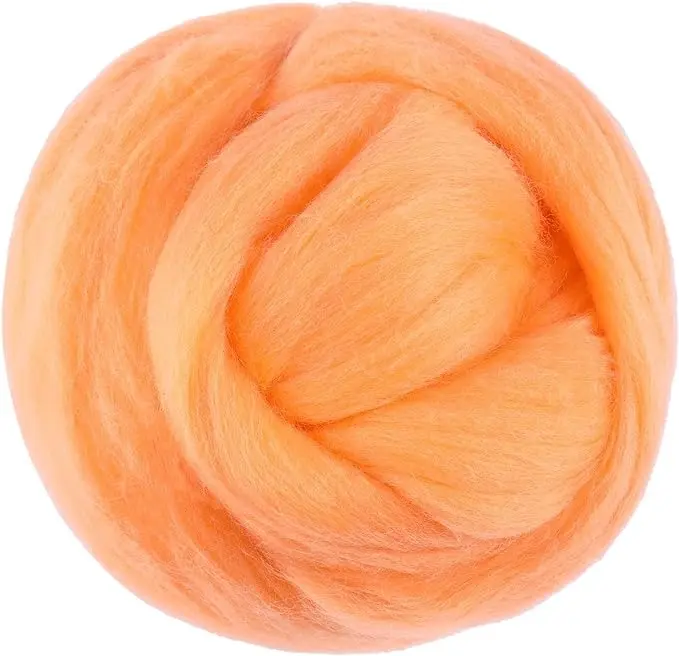 3.53oz Wool Roving Yarn, Fiber Roving Wool Top, Wool Felting Supplies, Pure Wool, Chunky Yarn, Spinning Wool Roving for Needle Felting Wet Felting DIY Hand Spinning (Dark Orange)