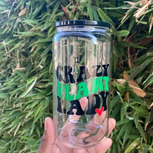 Crazy Plant Lady Libbey Glass With Black Lid