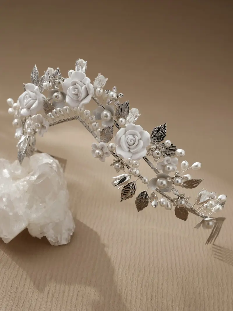 white floral headband wedding - TikTok Shop display picture 1