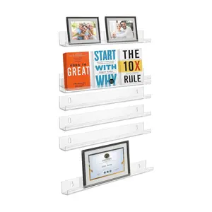 Sorbus Acrylic Floating Wall Shelf Organizer, 6 -Pack