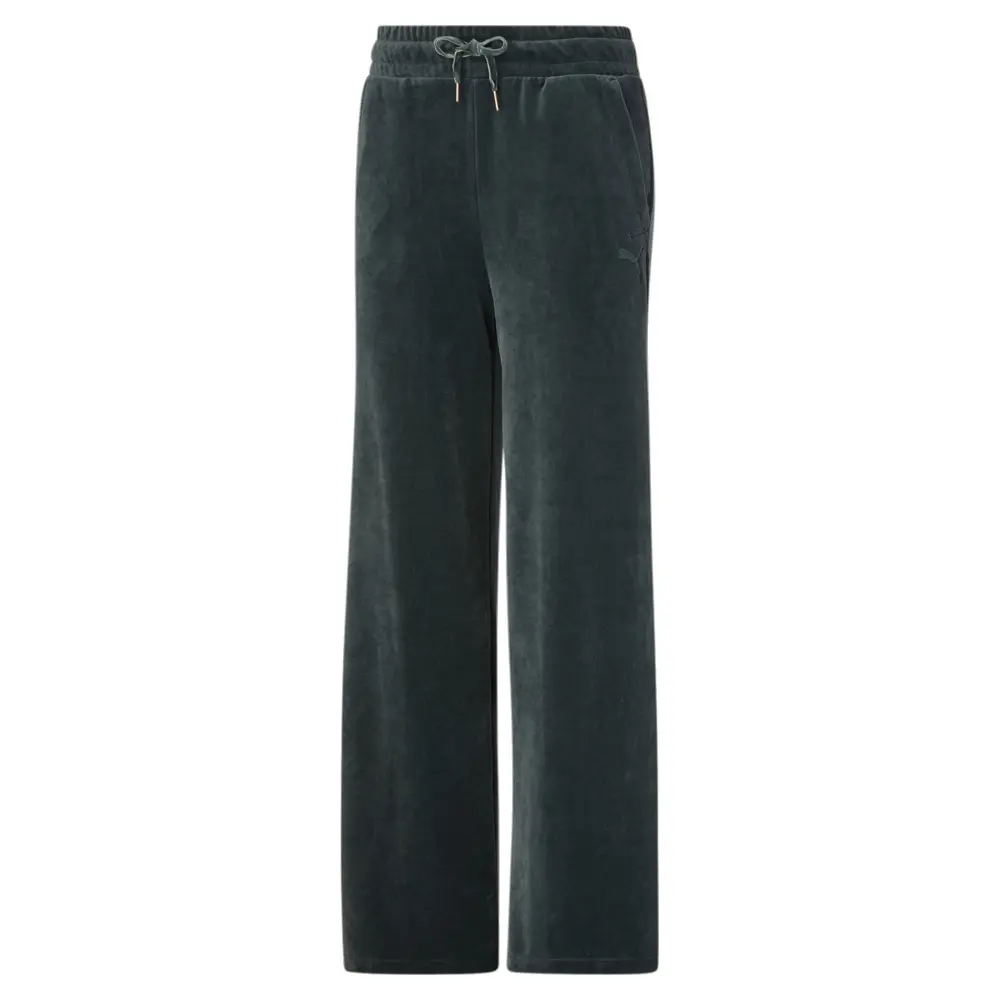 PUMA Womens Her Velour Wide Drawstring Pants Casual - Green