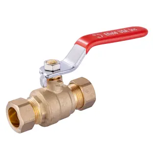 10-Pack 1/2" Compression Ball Valve, Red (Lead Free)