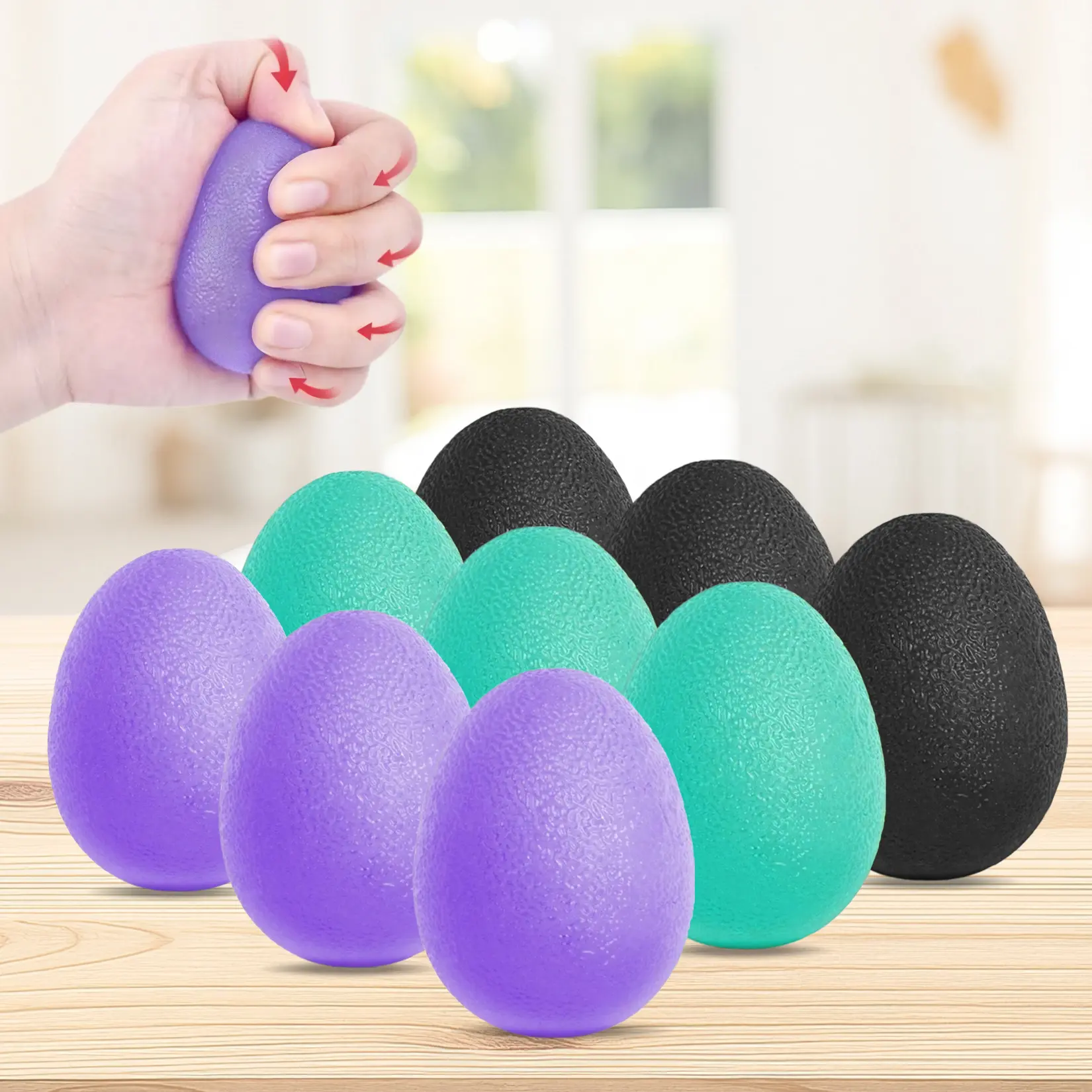 9-Pack Hand Grip Strengthener Set - TPR Non-Toxic Heavy-Duty Tool for Home Gym, Seniors & Athletes, Versatile Fitness/Rehabilitation Equipment with Stress Relief Balls to Promote Relaxation