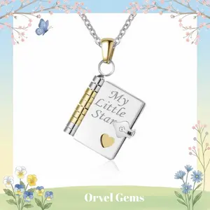 My Little Star Book Necklace for Daughter or Sister – Flip Book Locket Necklace with Laser-Engraved Inspirational Quotes, Birthday or Graduation Gift, Keepsake Jewelry of Love