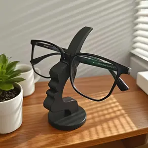 Modern Face-Shaped Eyeglass Holder Stand - Black & White Desk Decor, Table Organizers, Sturdy Base Eyeglasses Organizer for Home Office Bedroom - Fashion/Reading Glasses, Gift for Eyewear Lovers - TikTok Viral Eyeglass Stand, Minimalist Desk Accessory, Co
