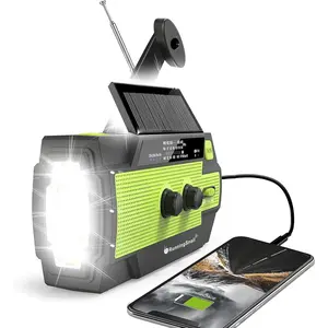 Emergency Crank Weather Radio, 14800mWh Solar Hand Crank Portable AM/FM/NOAA Weather Radio with 1W 3 Mode Flashlight & Reading Lamp, Cell Phone Charger, SOS for Home and Emergency