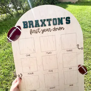 One year down first birthday photo board, football first birthday party decor