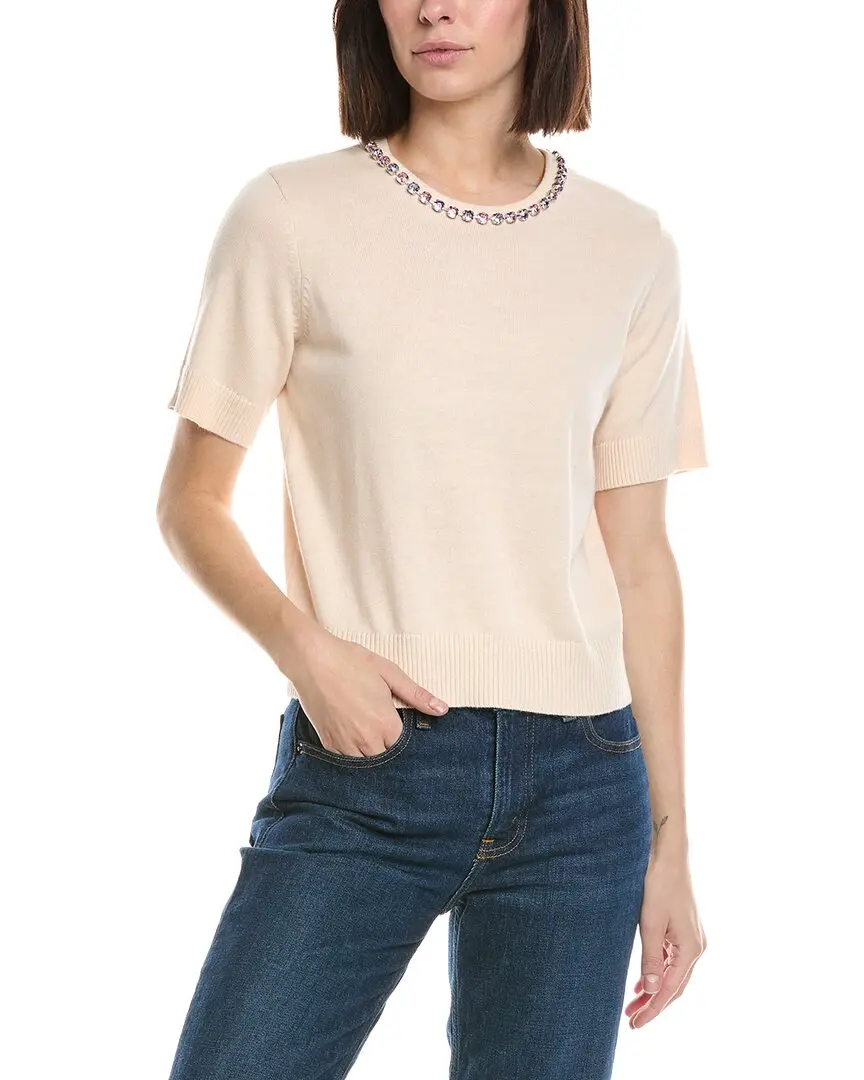 CeCe Embellished Neck Sweater