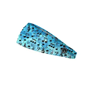RAVEbandz The Pro - Wide Stretch Headband (Music Notes)