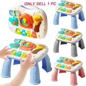 Kids Interactive Activity Play Table with Music Keyboard, Musical Light Up & Animal Sounds, Durable Abs Material Educational Toy for Children