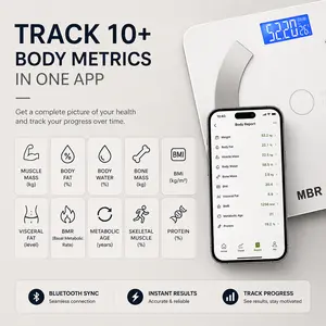 White Bluetooth Diagnostic Scale MBR  Z1  for Smart Body Insights with Multiple Measurements and Bluetooth Connectivity