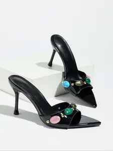 Women's High Heel Sandals with Artificial Jewelry Design, Elegant Heeled Sandals, Comfortable Fashion, Perfect for Daily Wear, Parties, Birthdays, Holidays
