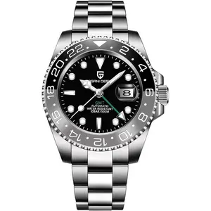 Pagani  GMT Automatic Mechanical Men's Watch Rotating Ceramic Bezel Stainless Steel Watch with Date Function Men's  Watch