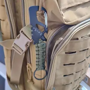 1pc Stainless Steel Braided Keychain, Portable EDC Buckle For Outdoor Camping And Hiking