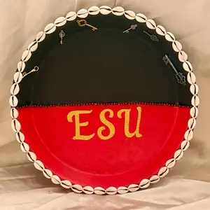 ESU Offering & Divination Plate Handcrafted Altar Tool with Shell Border and Gold Glitter ESU Logo