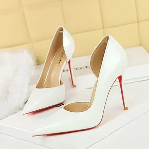 Stylish Women's High Heel Shoes, European Style Patent Leather, Hollow Side Design, Slimming Look for Parties and Events