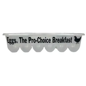 Egg Crate Clear Reusable Plastic Storage Container for Dozen (12) Eggs - Custom Humor "Eggs, The Pro Choice Breakfast"