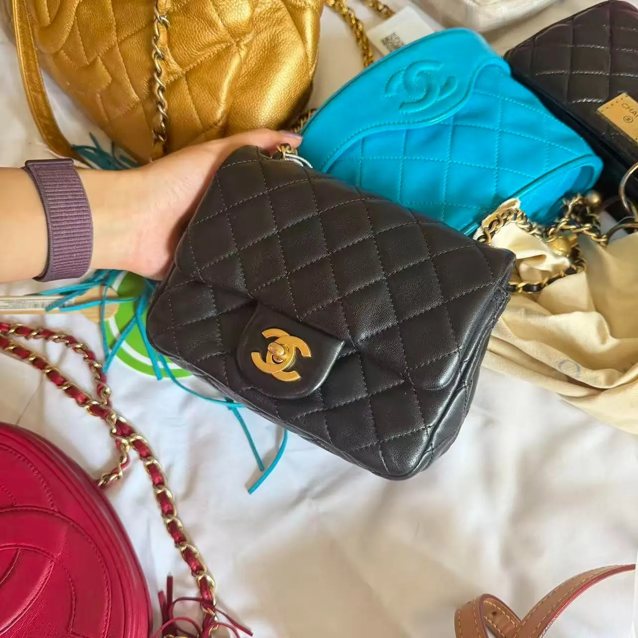Pre-owned CHANEL Black Lambskin Classic Flap Bag