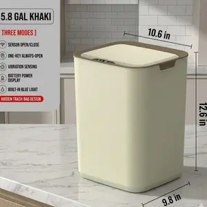 Automatic Touchless Motion Sensor Trash Can, 22L (5.8 Gal) Auto-Open Bin with Silent Smooth Close System, Minimalist Modern Easy-to-Clean Design, Ideal for Bathroom & Kitchen (Home Bathroom Supplies Gadget)