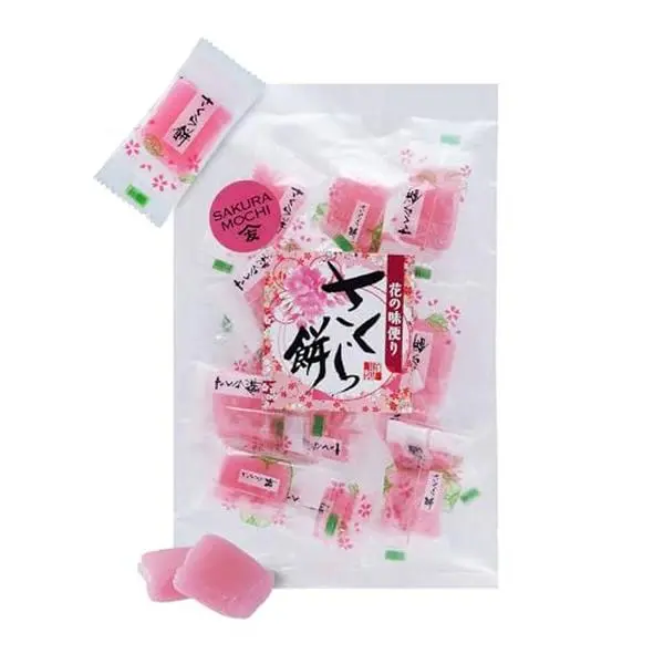TOMOSAN Japanese Sakura Mochi Candy, Traditional Cherry Blossom Rice Cakes, Soft & Chewy, Individually Wrapped, 180g / 6.35oz