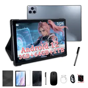 Latest Gift: 10.1 Inch Android Learning Tablet PC with Keyboard and Mouse Bundle | 5G WiFi Wireless Tablet for Home Office Use | 64GB Storage for Work, Study, and Entertainment | Includes Keyboard, Stylus, Mouse, and Head