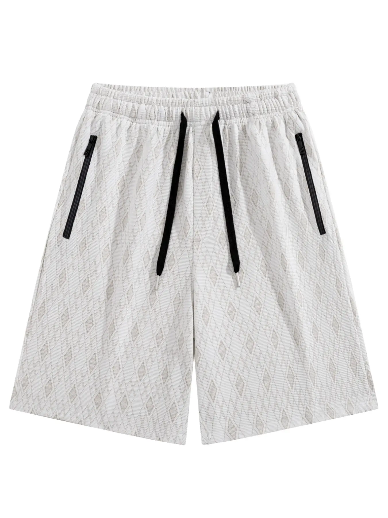 Men's Fashion Argyle Gym Shorts, Casual Streetwear, Anti-Wrinkle, Durable, Zippered Pockets, Ideal for Fitness and Basketball