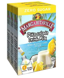 Margaritaville Singles To Go Drink Mix Powder Sticks, Non-Alcoholic Tropical Pina Colada Flavor, Convenient On-the-Go Hydration Mix