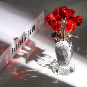 Creative Cut Glass Rose Eternal Figurine, Valentine's Day Christmas Limited Edition Gift Box, Creative Crystal Flower Desktop Decor