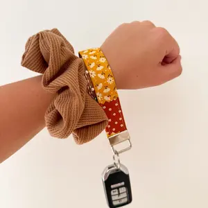 Sunflower Patch Keychain Wristlet, Key Fob, Fall Keychain