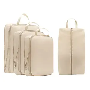 4Pcs/Set Travel Compression Packing Cubes Bag Portable Suitcase Clothes Organizers Waterproof Luggage Storage Cases Drawer Bags