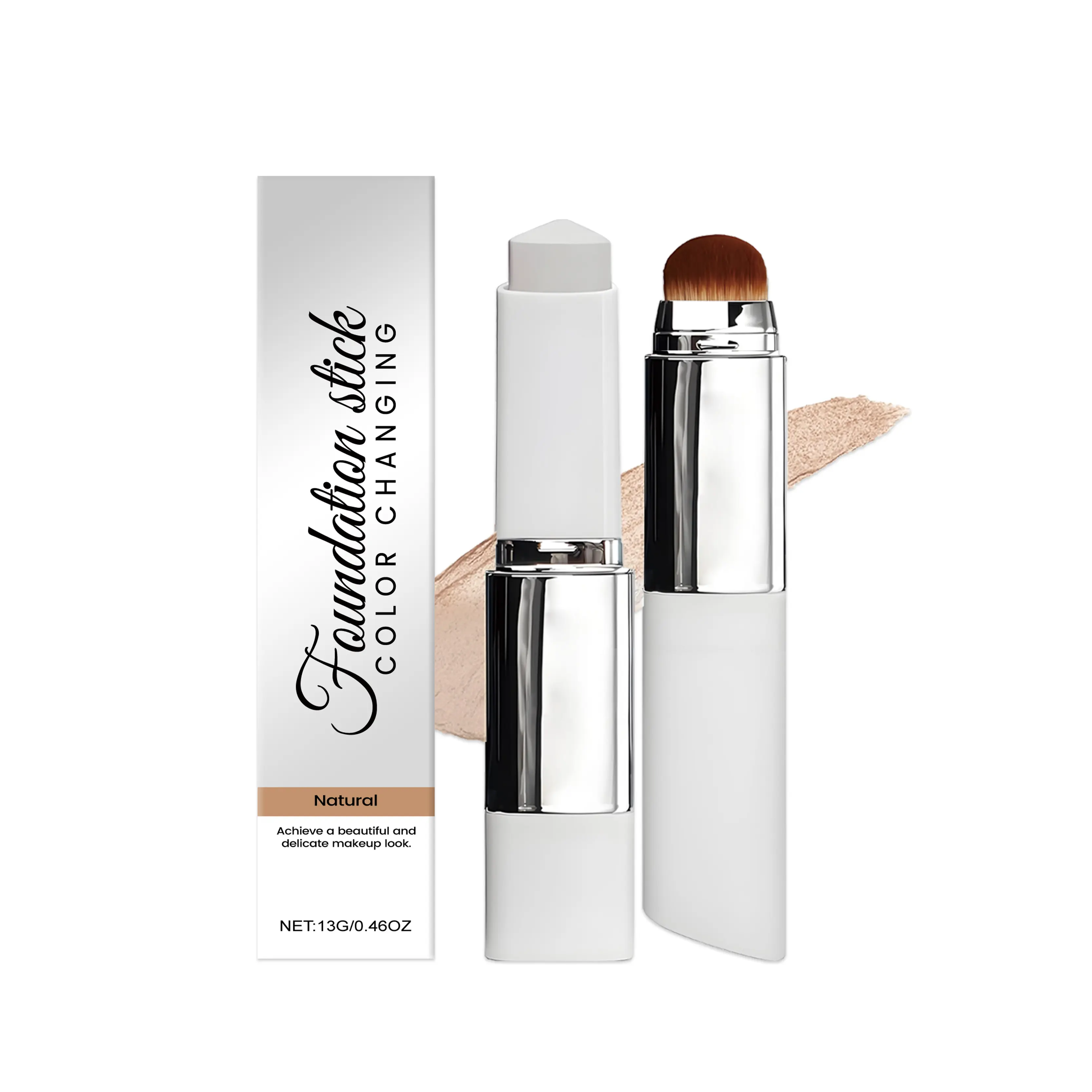 Natural color two-in-one color-changing foundation stick, light and docile, clear base makeup, moisturizing concealer, makeup-holding foundation makeup