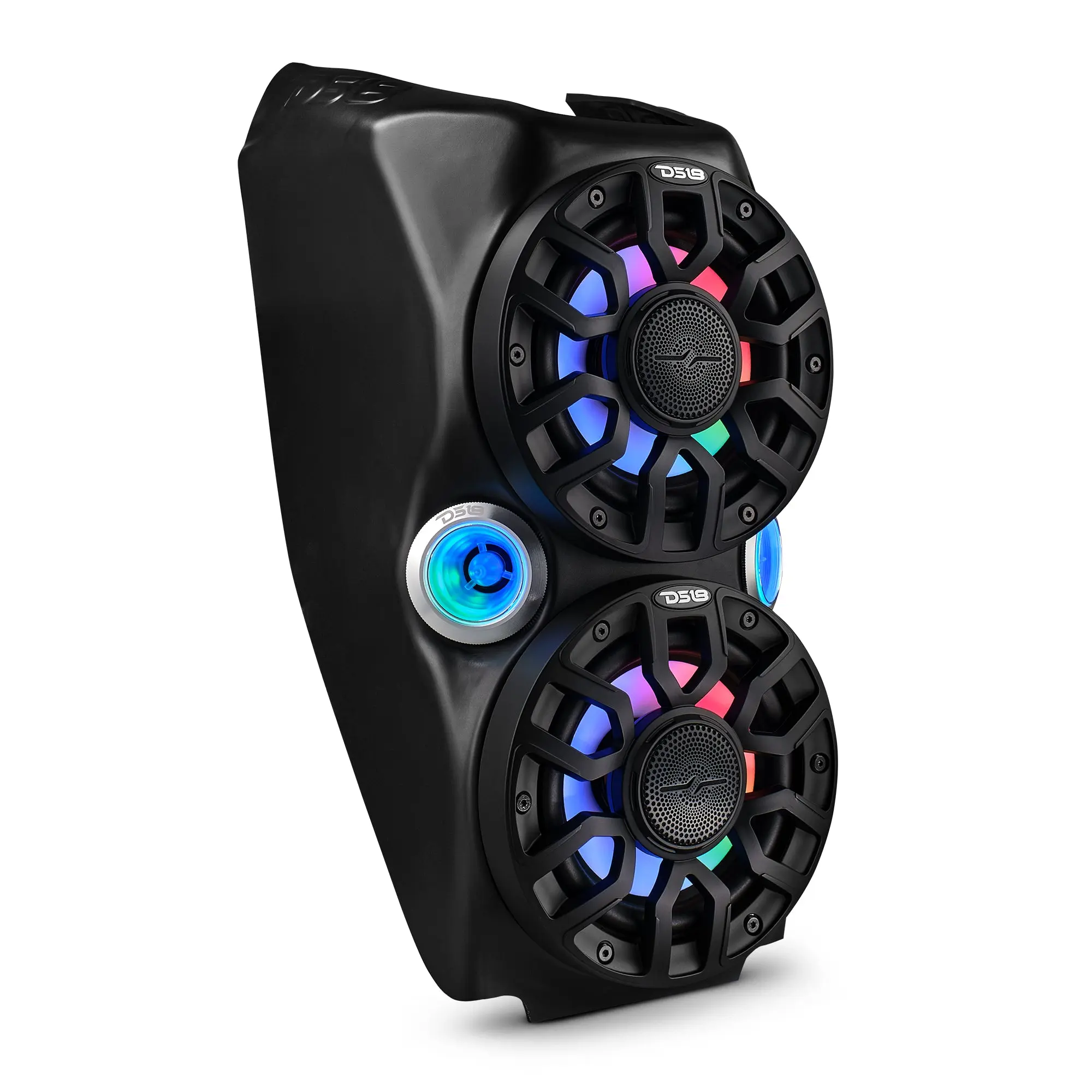 Polaris Slingshot Waterproof Coaxial Audio Speaker Installation Waterfall Center Console, 2 NXL-IQ6/BK, 2 PRO-TW7LD, Digital LED Lights, ABS Performance Part | 2015-Current